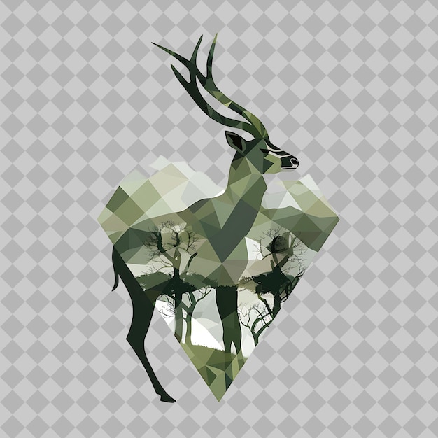 PSD kudu inside a silhouette diamond savannah adorned with a lus png watercolor wild life collections