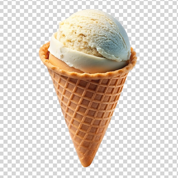 A kulfa scoop of ice cream in a cone Isolated on transparent background