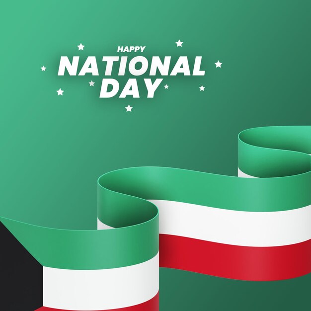 PSD kuwait flag design national independence day banner editable text and background