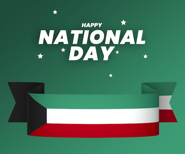 PSD kuwait flag element design national independence day banner ribbon psd