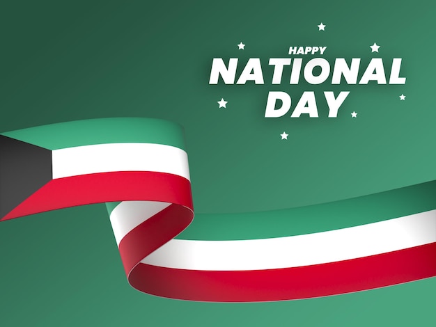 PSD kuwait flag element design national independence day banner ribbon psd