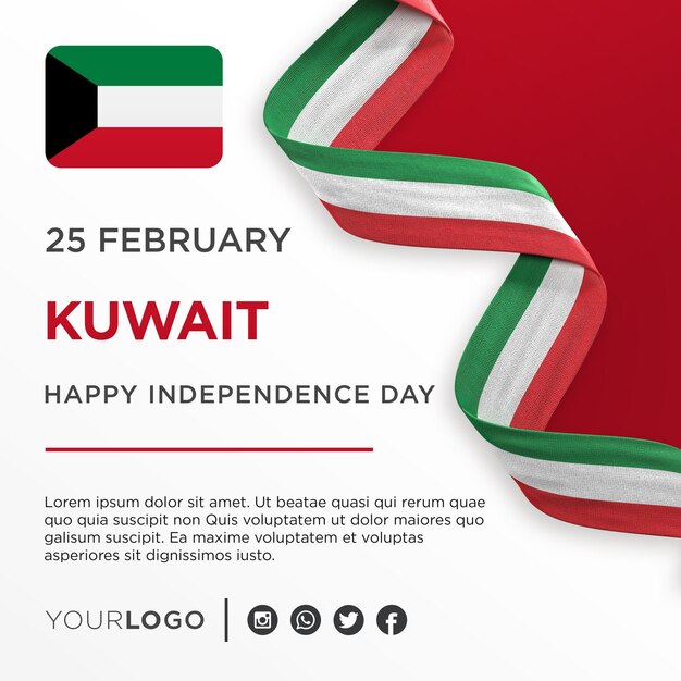 PSD kuwait national independence day celebration banner national anniversary social media post template