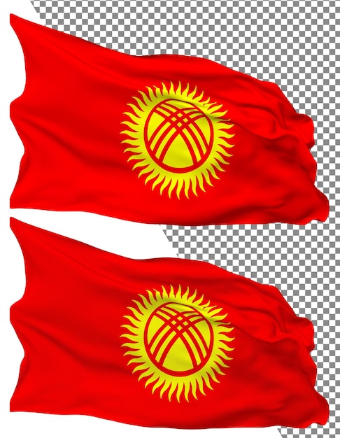 Kyrgyzstan flag wave isolated plain bump texture transparent background 3d rendering