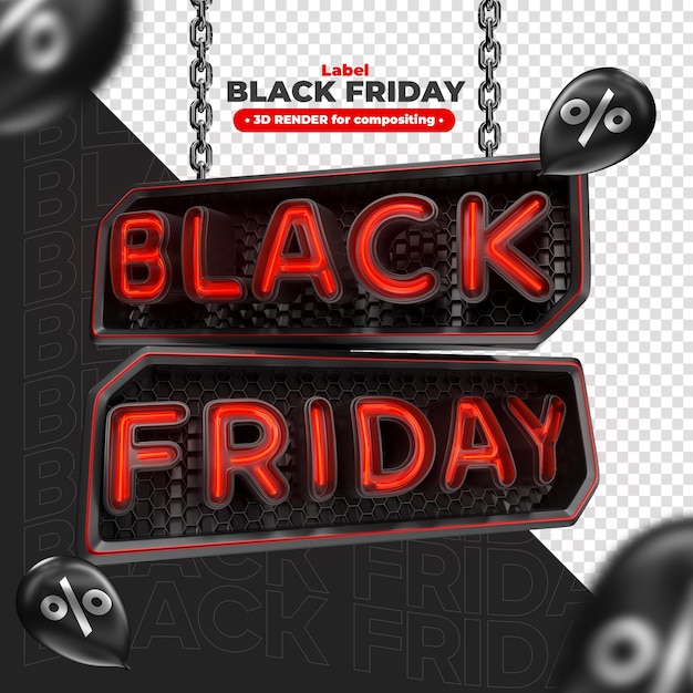 Label black friday 3d render for marketing campaigns in brazil in portuguese