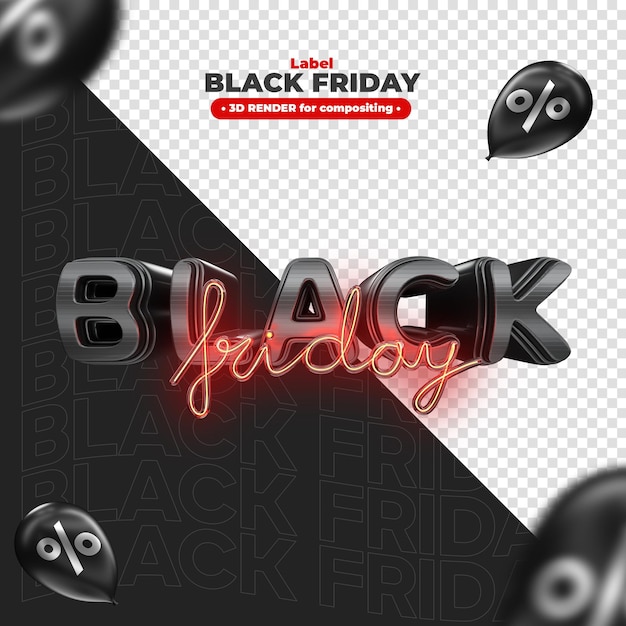 Label black friday 3d render for marketing campaigns in brazil in portuguese