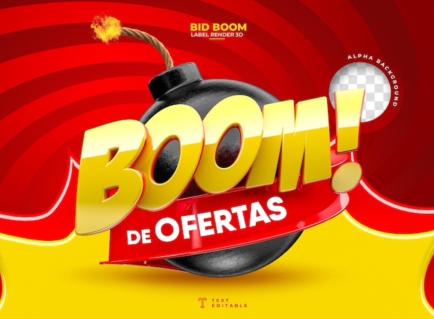 Label boom offers in portuguese 3d for marketing campaign in brazil