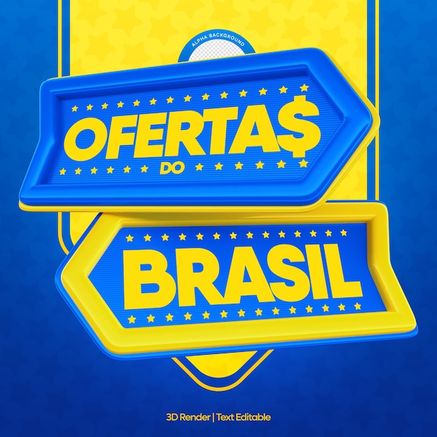 Label Brazil Independence Day 3D Render Brazil Week Offers Promotion