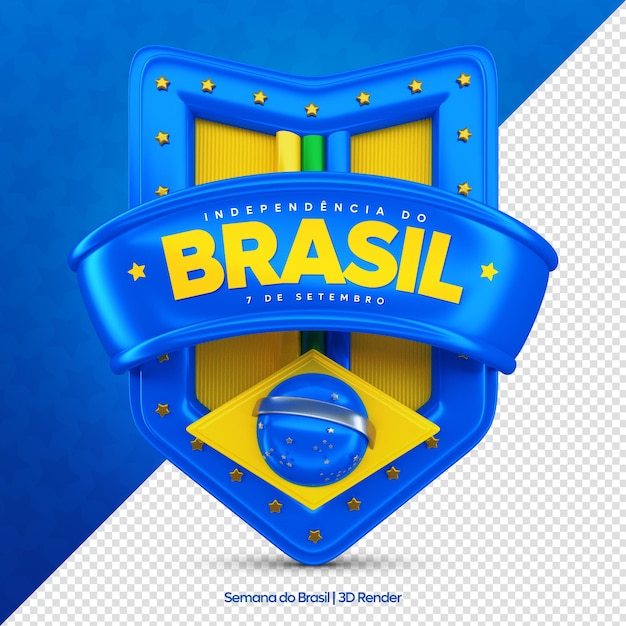 PSD label brazil independence day 3d render brazil week