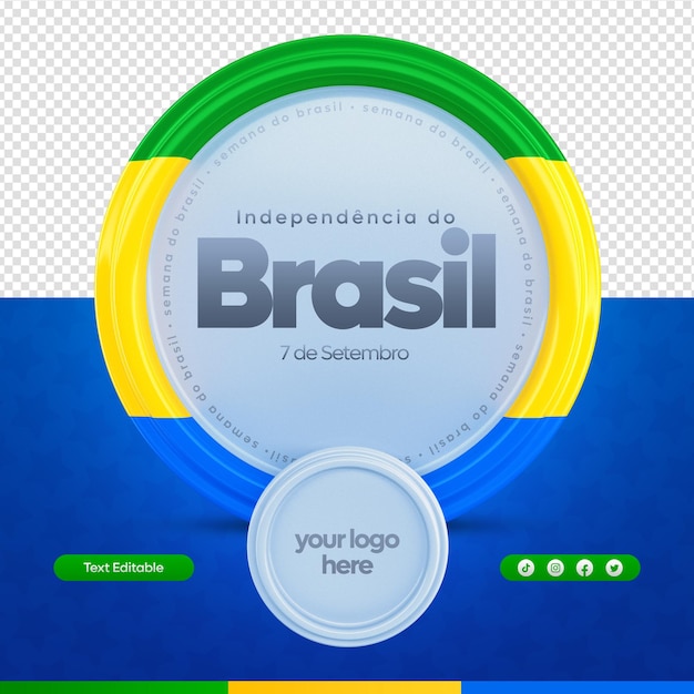 Label Brazil Independence Day 3D Render Brazil Week