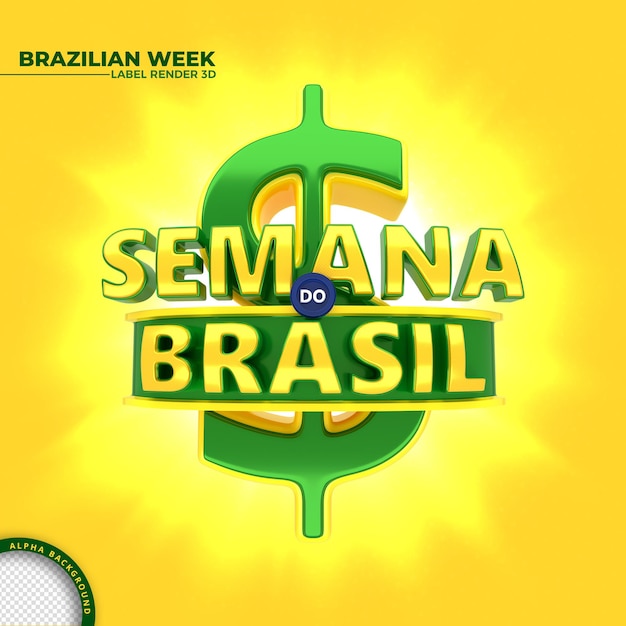 Label brazilian week 3d render for marketing campaign