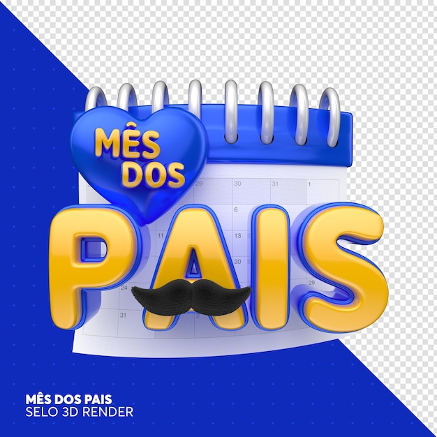 label fathers month in brazil 3d render template design