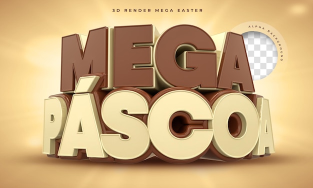 Label Mega Easter in Brazil 3d render