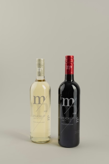 Label mock-up design for glass wine bottles