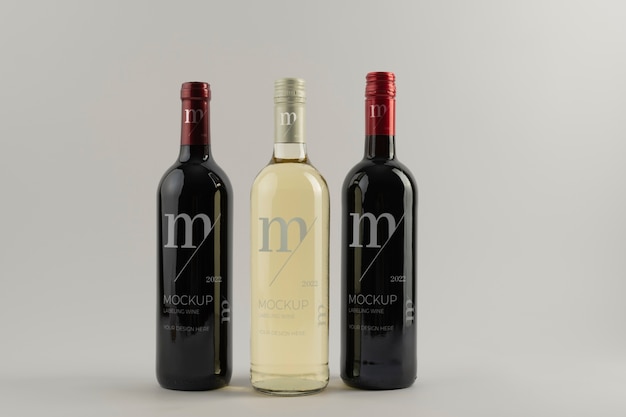 Label mock-up design for glass wine bottles