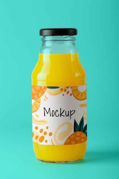 Label mockup of glass bottle