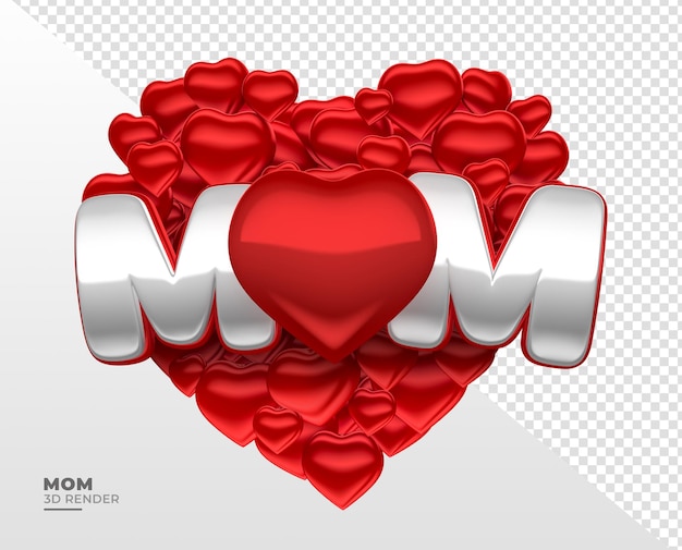 Label mom in 3d render with transparent background for mother's day compositions