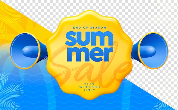 Label summer sale in 3d render realistic exclusive offers