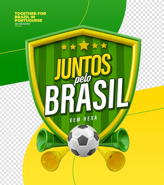 Label Together for Brazil in 3d render portuguese for marketing campaign in Brazil