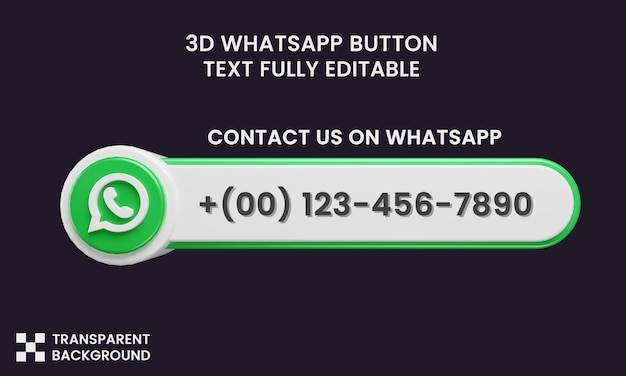 Label whatsapp contact us button in 3d rendering