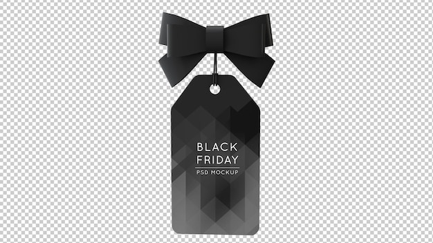 Label with black bow on a transparent background 3d render