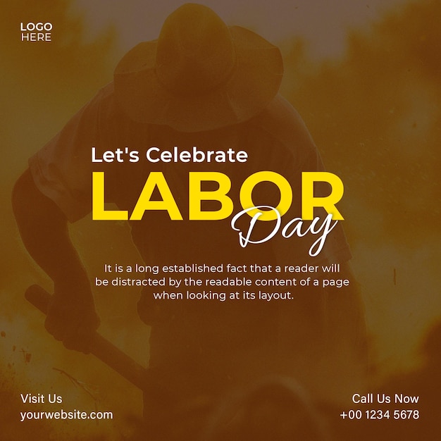 Labor day flyer labour day celebration instagram post template happy labour day