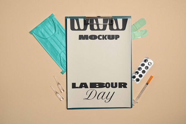 PSD labor day medical card mock-up design