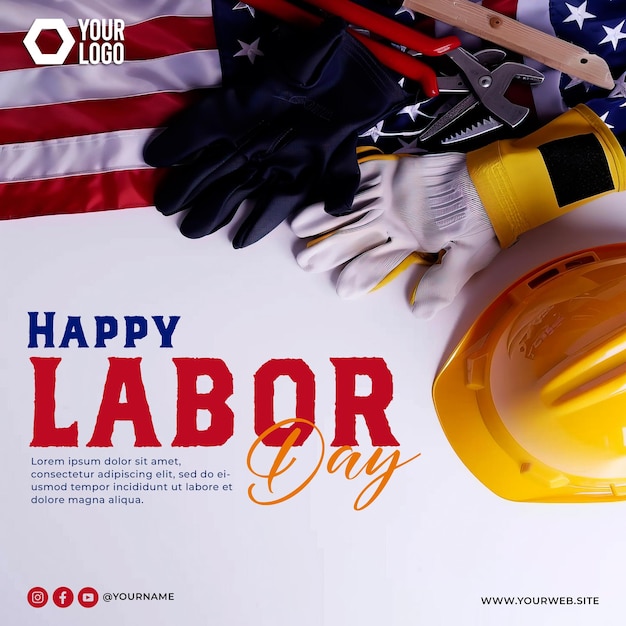 Labor Day poster and social media post template