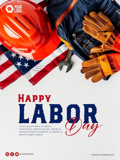 Labor Day poster and social media post template