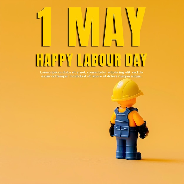 PSD labor day poster with a man wearing labor clothes