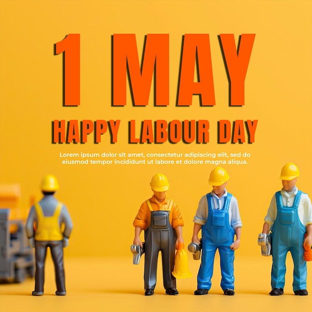 PSD labor day poster with a man wearing labor clothes