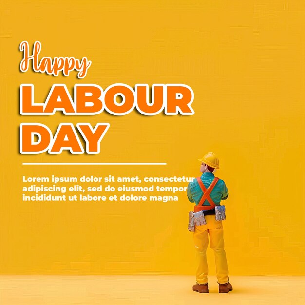 PSD labor day poster with a man wearing labor clothes