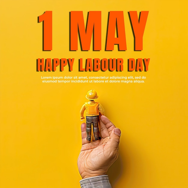 PSD labor day poster with a man wearing labor clothes