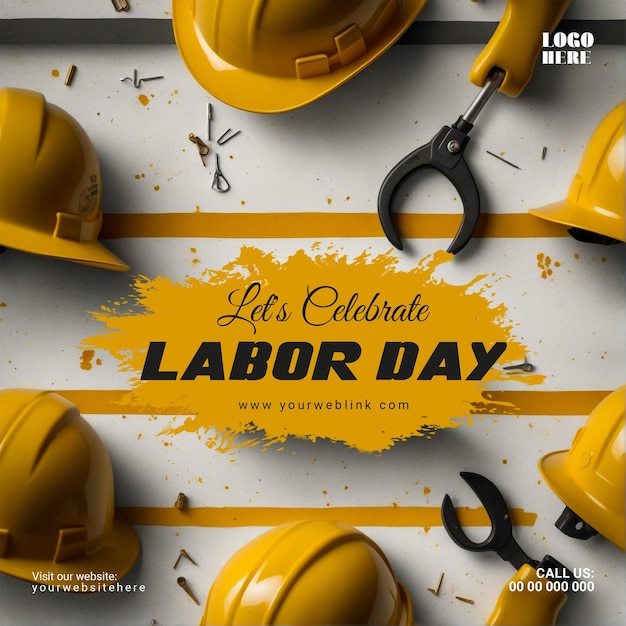 PSD labor day social media post banner design template