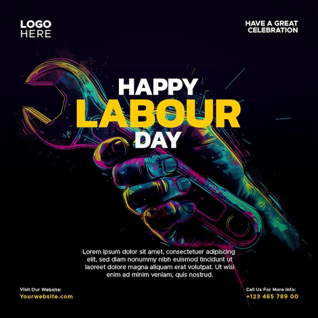 labor day social media poster template with photo