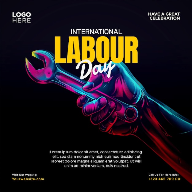 labor day social media poster template with photo