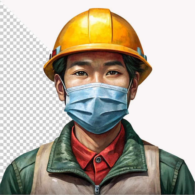 labor wear mask on transparent background