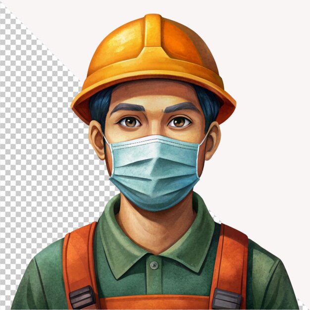 labor wear mask on transparent background