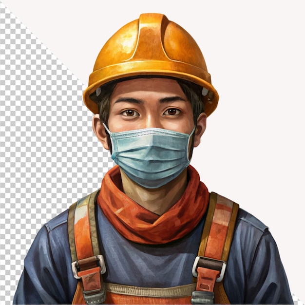 labor wear mask on transparent background