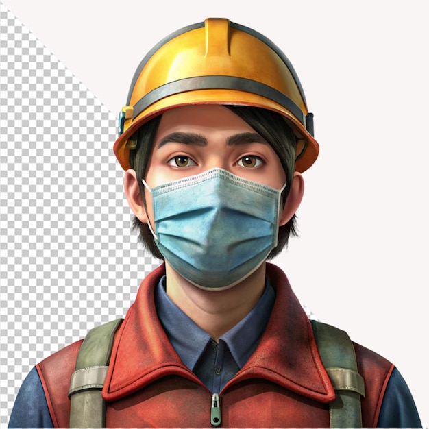 labor wear mask on transparent background