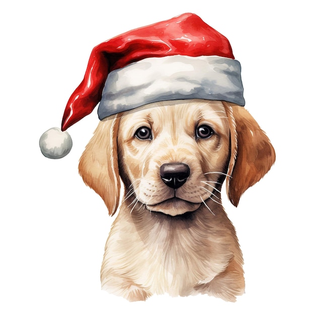 Labrador Retriever with a santa hat on its head