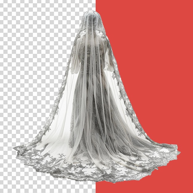 PSD lace veil isolated on transparent background