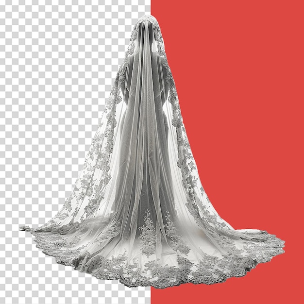 PSD lace veil isolated on transparent background