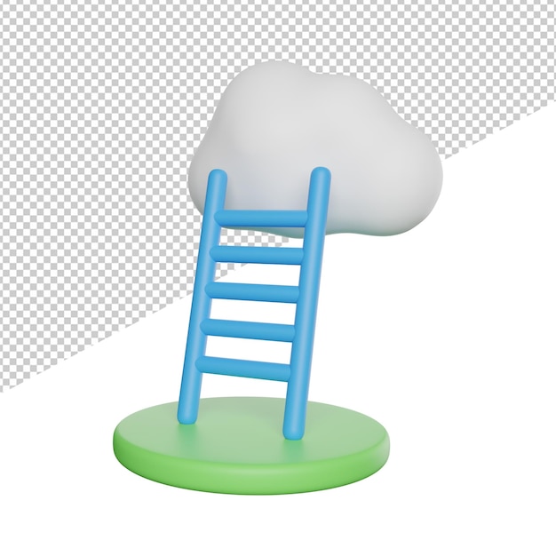 Ladder Cloud Dreams side view 3d rendering icon illustration on transparent background