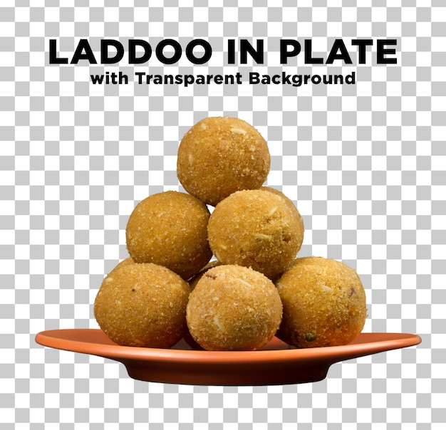 Laddoo in Plate with Transparent Background PSD