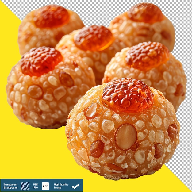 Laddu on White Background Hyper transparent background PNG PSD