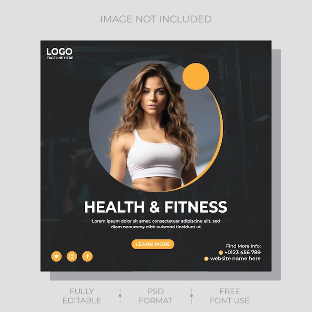 Ladies Body Health and Fitness exercise social media post and marketing square flyer template