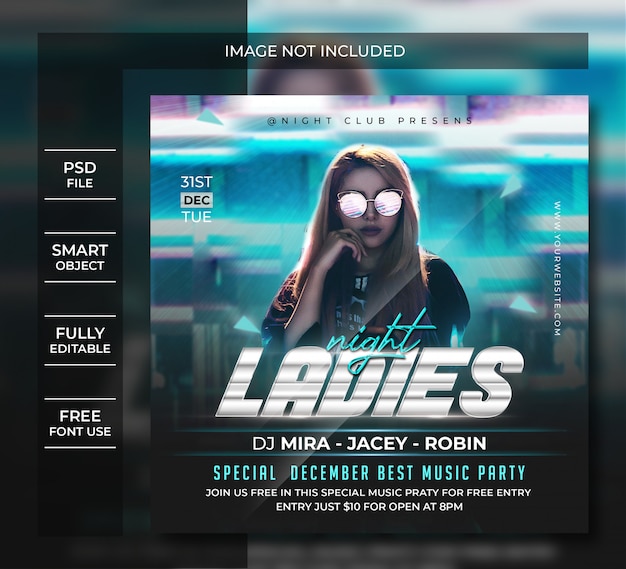 Ladies inght flyer template or social media post