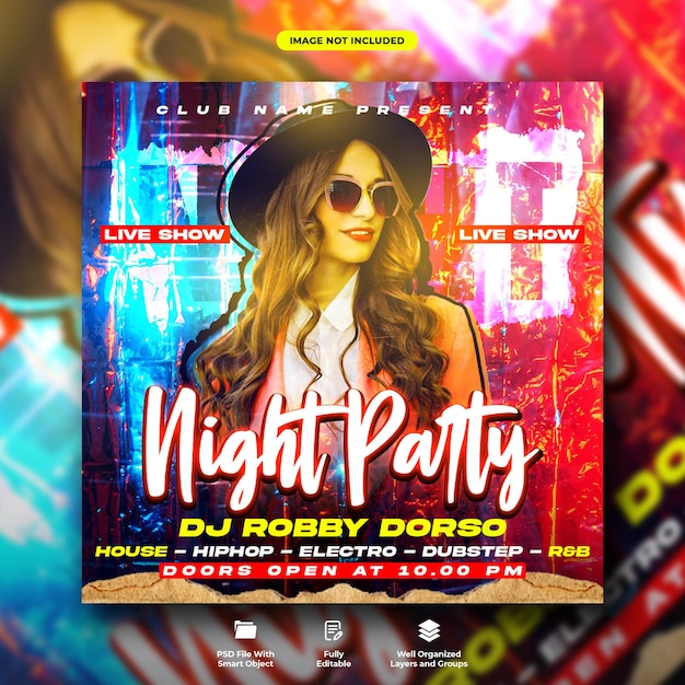 Ladies night party flyer and social media post template