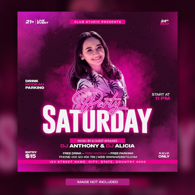 Ladies night party flyer social media post and web banner