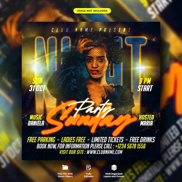 Ladies night party flyer and social media web banner template